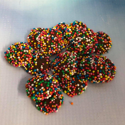 Chocolate speckles with Rainbow Non Pareils