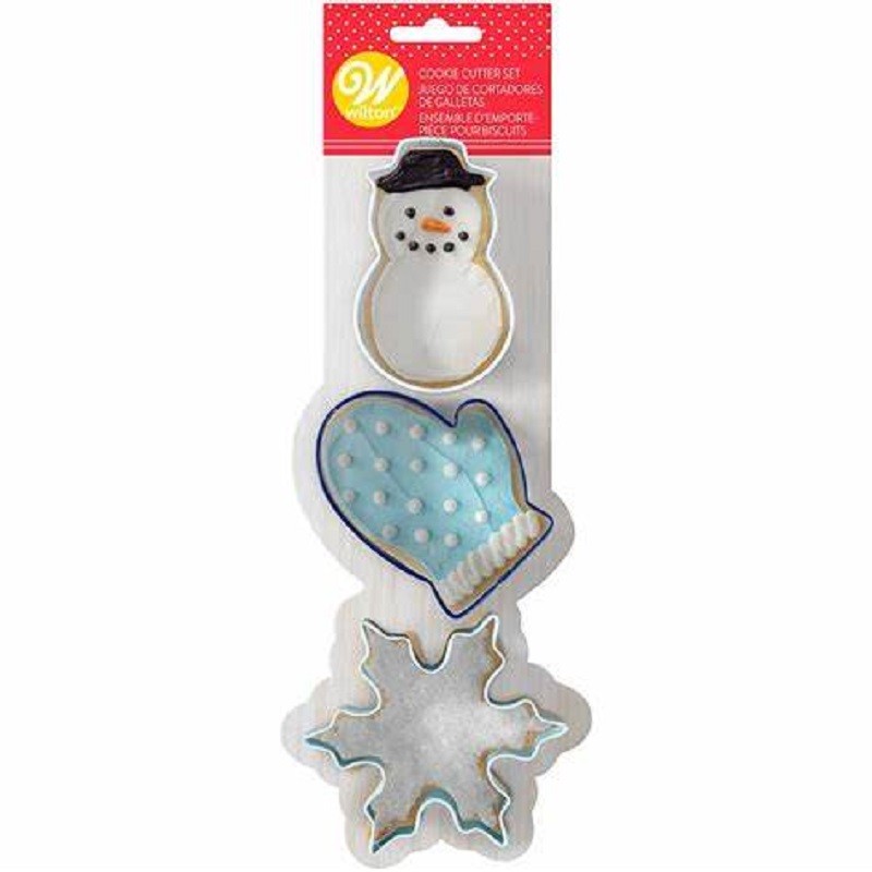 Set 3 Christmas cookie cutters Snowman Mitten Snowflake