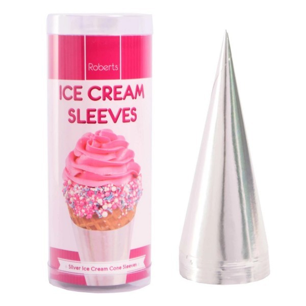 Silver foil ice cream cone sleeves holders