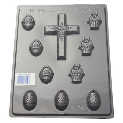 Easter Eggs Basket and large Cross chocolate mould