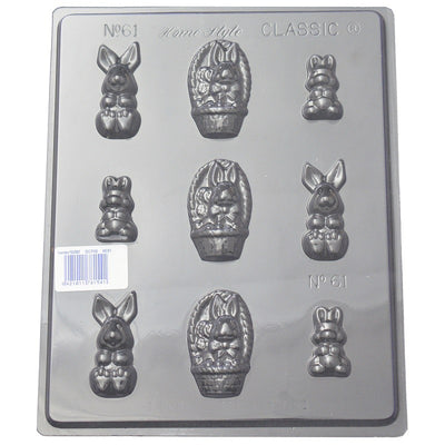 Easter Bunny rabbits and Basket chocolate mould