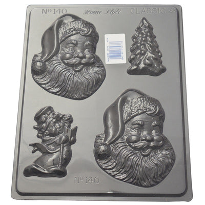 Smiling happy Santa and Christmas Trees chocolate mould