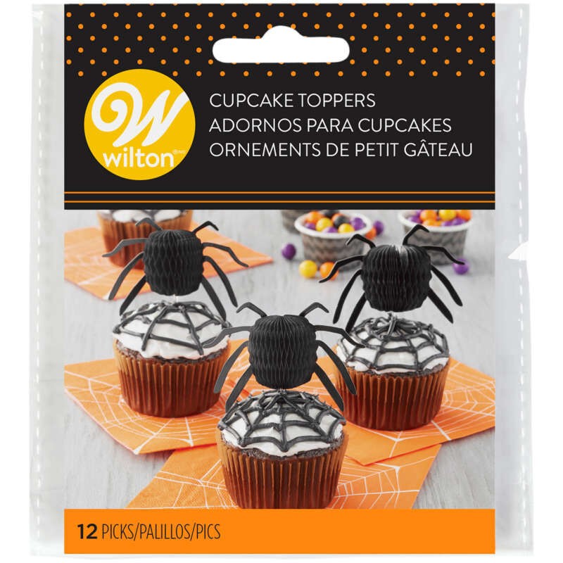 Spider honeycomb paper cupcake toppers