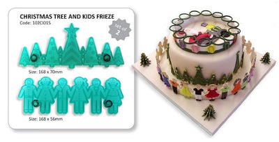 Jem Christmas tree and kids or children border frieze cutter set