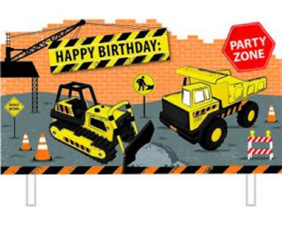 Construction vehicle party cake topper