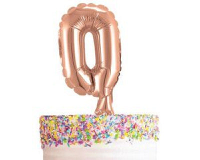 Rose gold number balloon cake topper 0