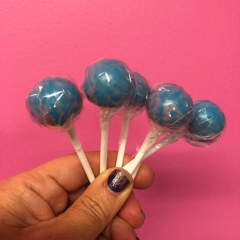 Round ball lollipops pack of 6 blue and pink Cotton Candy flavour