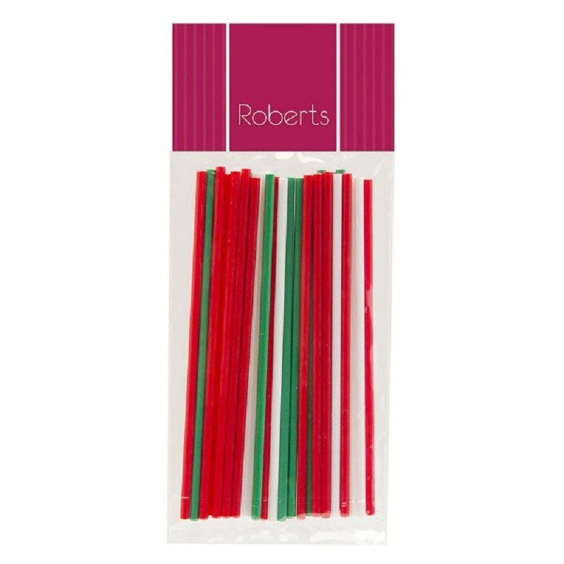 Lollipop sticks 6 inch RED/GREEN/WHITE (25) - Kiwicakes
