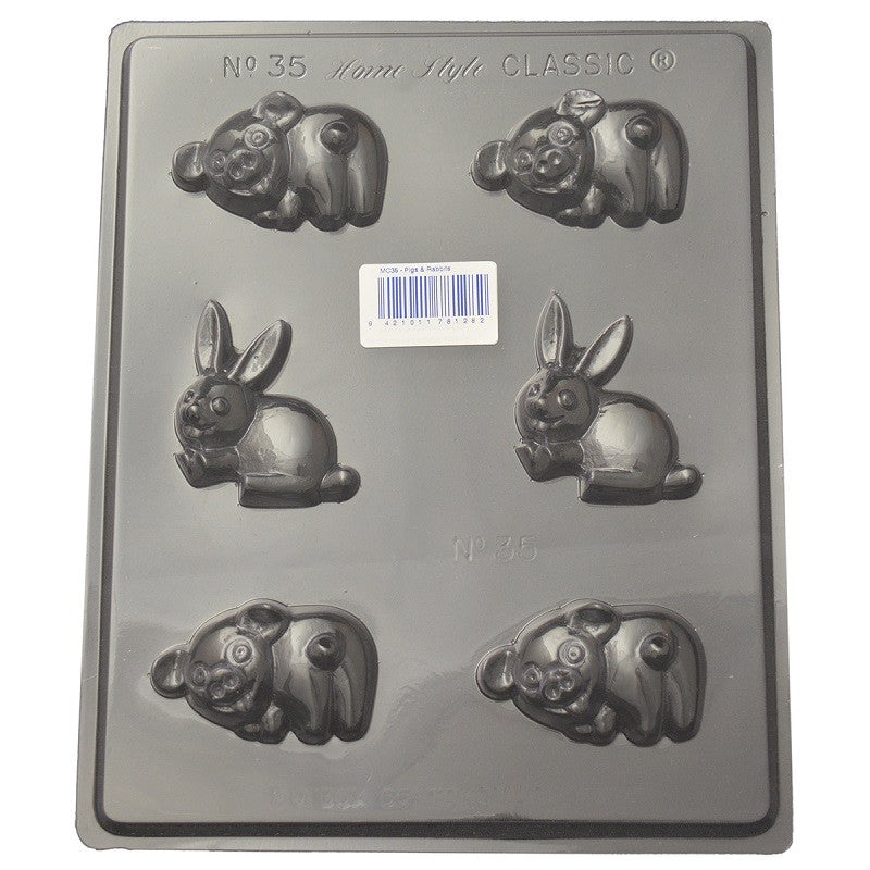 Pigs and bunny rabbits chocolate mould