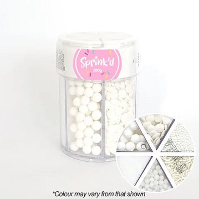 White sprinkle collection 6 cell container