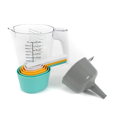 Measuring Jug with nesting measure cups spoons funnel and scraper