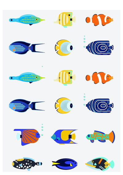 Character edible icing image sheet Tropical Fish