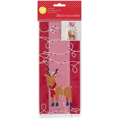 Christmas treat bags Reindeer with Xmas lights