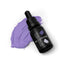 A bottle of SPRINKS Grape Purple Gel Colour with a dropper, placed next to a swatch of the purple color.