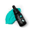 A black dropper bottle labeled 'SPRINKS COLOUR' with a few drops of teal blue gel colour on a white surface.