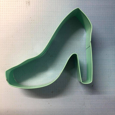 High heel stiletto shoe green metal cookie cutter