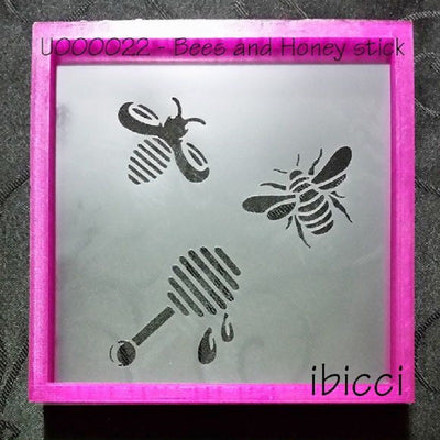Bees and honey stick stencil by ibicci