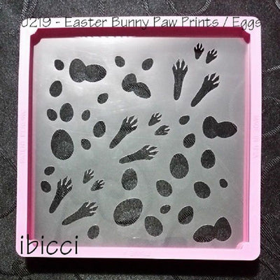 Easter Bunny paw prints and Eggs stencil by ibicci