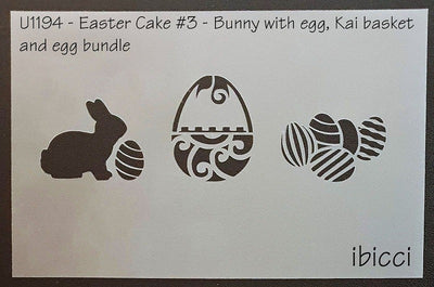 Easter Cake size stencil Easter bunny with eggs and kai basket stencil by ibicci