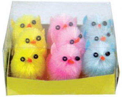 Fluffy chicks for Easter 2cm 9pk coloured