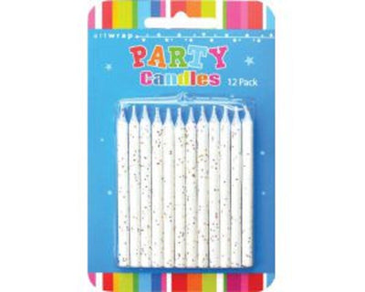 Glitter candles pack of 12 White