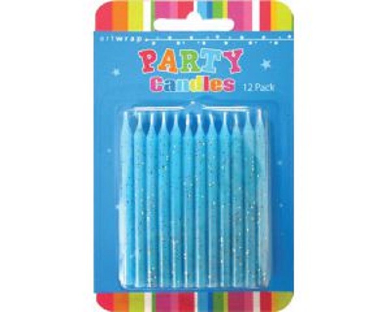 Glitter candles pack of 12 Blue