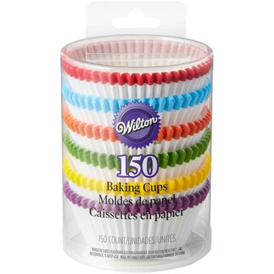 Rainbow colour band white standard cupcake papers 150 pack