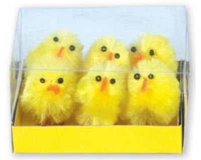 Fluffy chicks for Easter 3.5cm 6pk Yellow