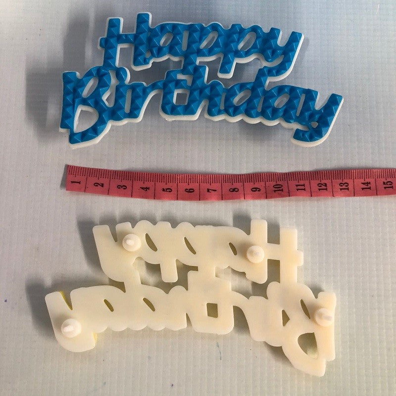 Happy Birthday Large plastic Plaque cake topper Blue