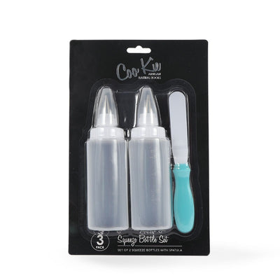 SQUEEZE BOTTLE SET of 2 BY COO KIE with spatula and tips