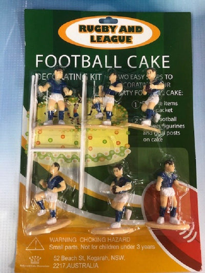 Rugby or league cake topper set Blue Jerseys