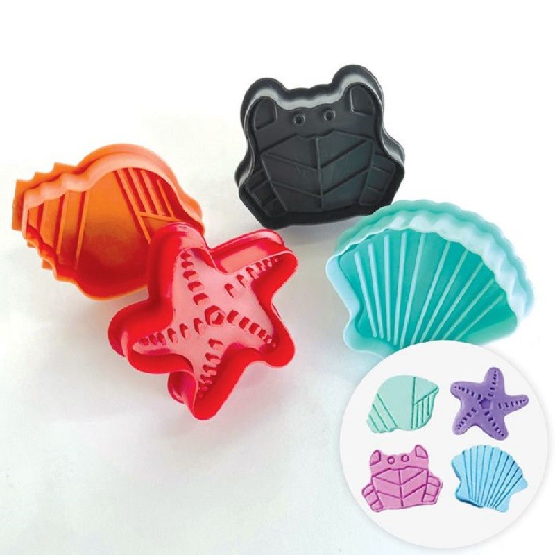 Sea themed plunger cutter set of 4 seashells crab and starfish