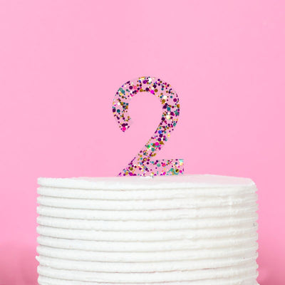 RAINBOW GLITTER NUMBER 21 CAKE TOPPER