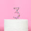 RAINBOW GLITTER NUMBER 3 CAKE TOPPER
