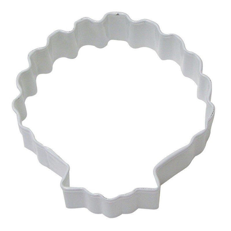 Seashell or scallop white metal cookie cutter