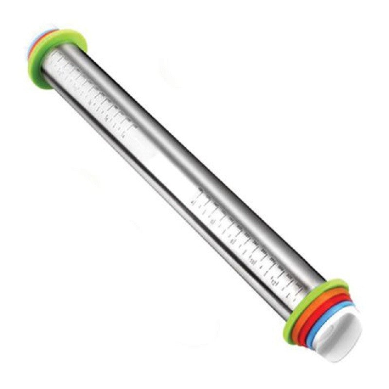 Adjustable Incline Pin STAINLESS STEEL ADJUSTABLE ROLLING PIN with height guides - Kiwicakes