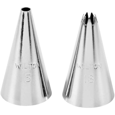 Set 2 piping nozzle tips standard no 5 and 18 by Wilton