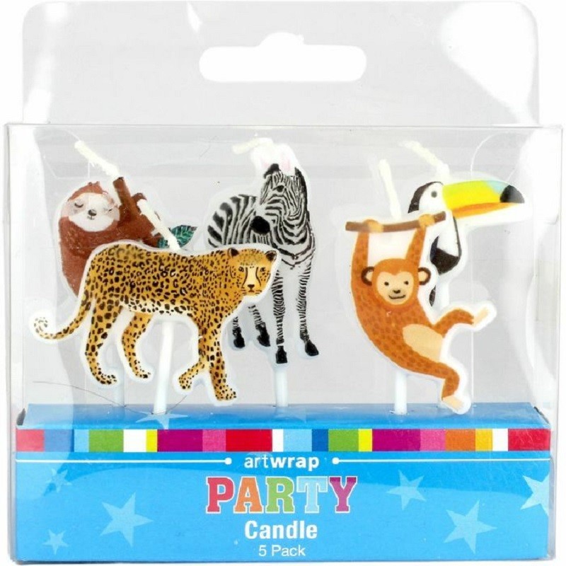 Wild Jungle animals 5 pick candle set