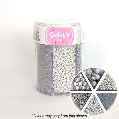 Silver sprinkle collection 6 cell container