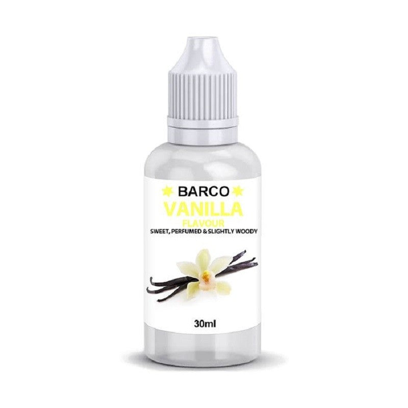 Barco flavouring 30ml vanilla (clear).  Add to cake and brownie batters, buttercream or fondant icing etc to flavour.
