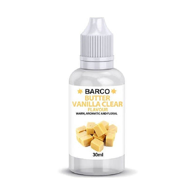 Barco flavouring 30ml butter vanilla (clear).  Add to cake and brownie batters, buttercream or fondant icing etc to flavour.