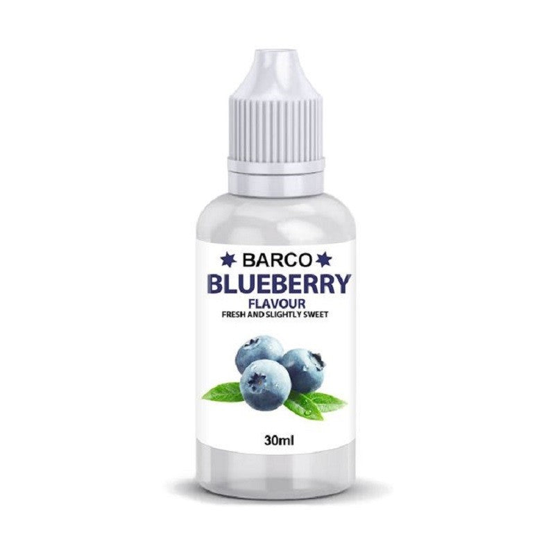 Barco flavouring 30ml Blueberry.  Add to cake and brownie batters, buttercream or fondant icing etc to flavour.