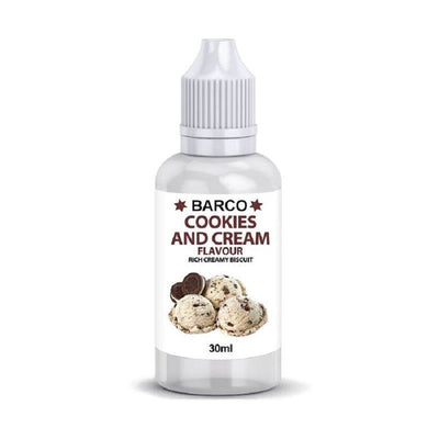 Barco flavouring 30ml Cookies and cream.  Add to cake and brownie batters, buttercream or fondant icing etc to flavour.