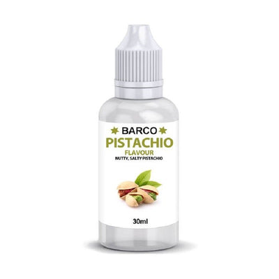 Barco flavouring 30ml Pistachio.  Add to cake and brownie batters, buttercream or fondant icing etc to flavour.
