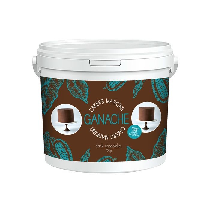 Dark Chocolate ganache 750g.  Use to cover cakes and as a filling between cake layers.