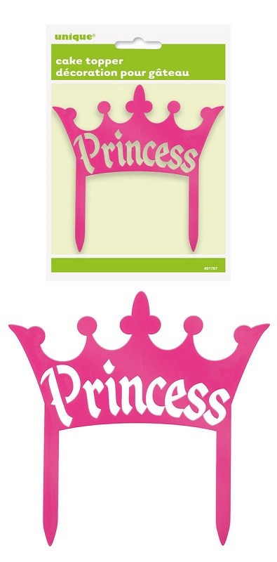 Pink Princess crown plastic cake topper