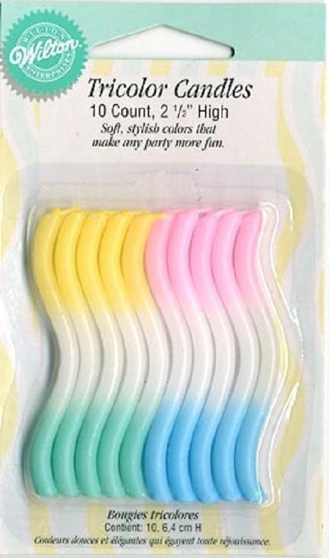 Tricolour PASTEL Rainbow wavy candles