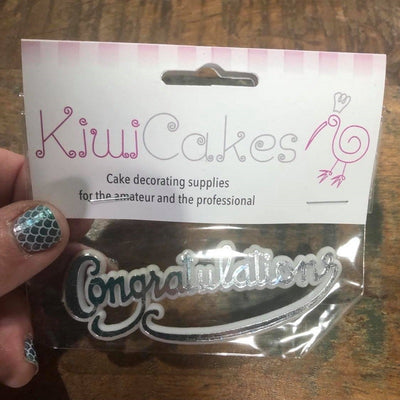 Congratulations silver and white plaque topper