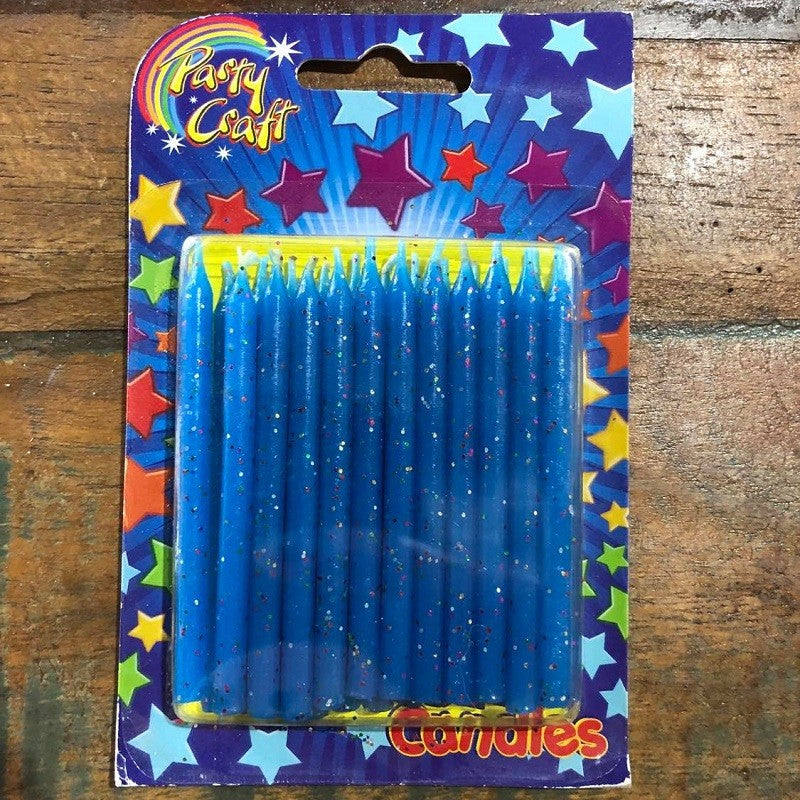 Glitter candles pack of 24 Blue Kiwicakes