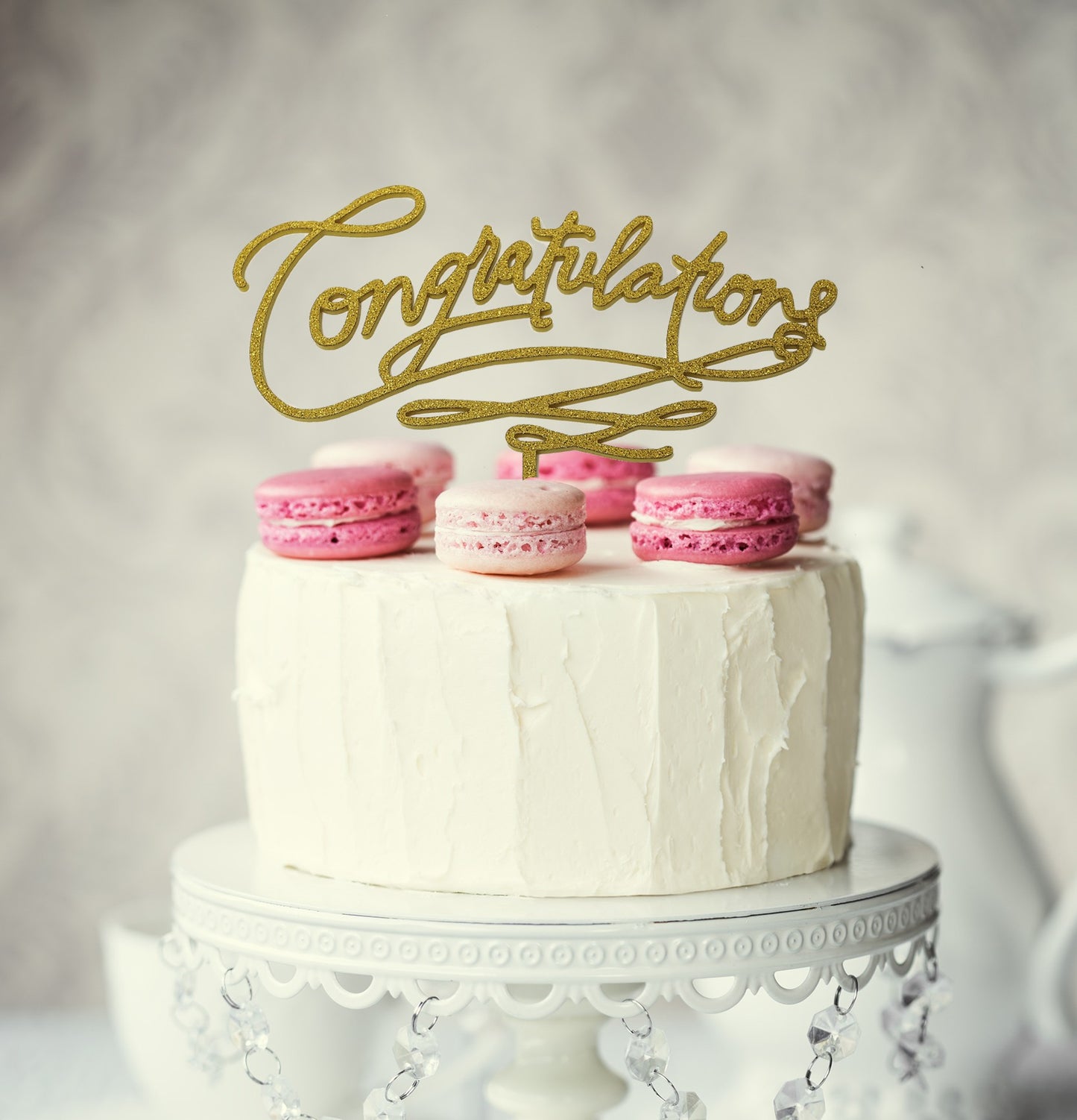 Gold Glitter Acrylic cake topper pick Congratulations
